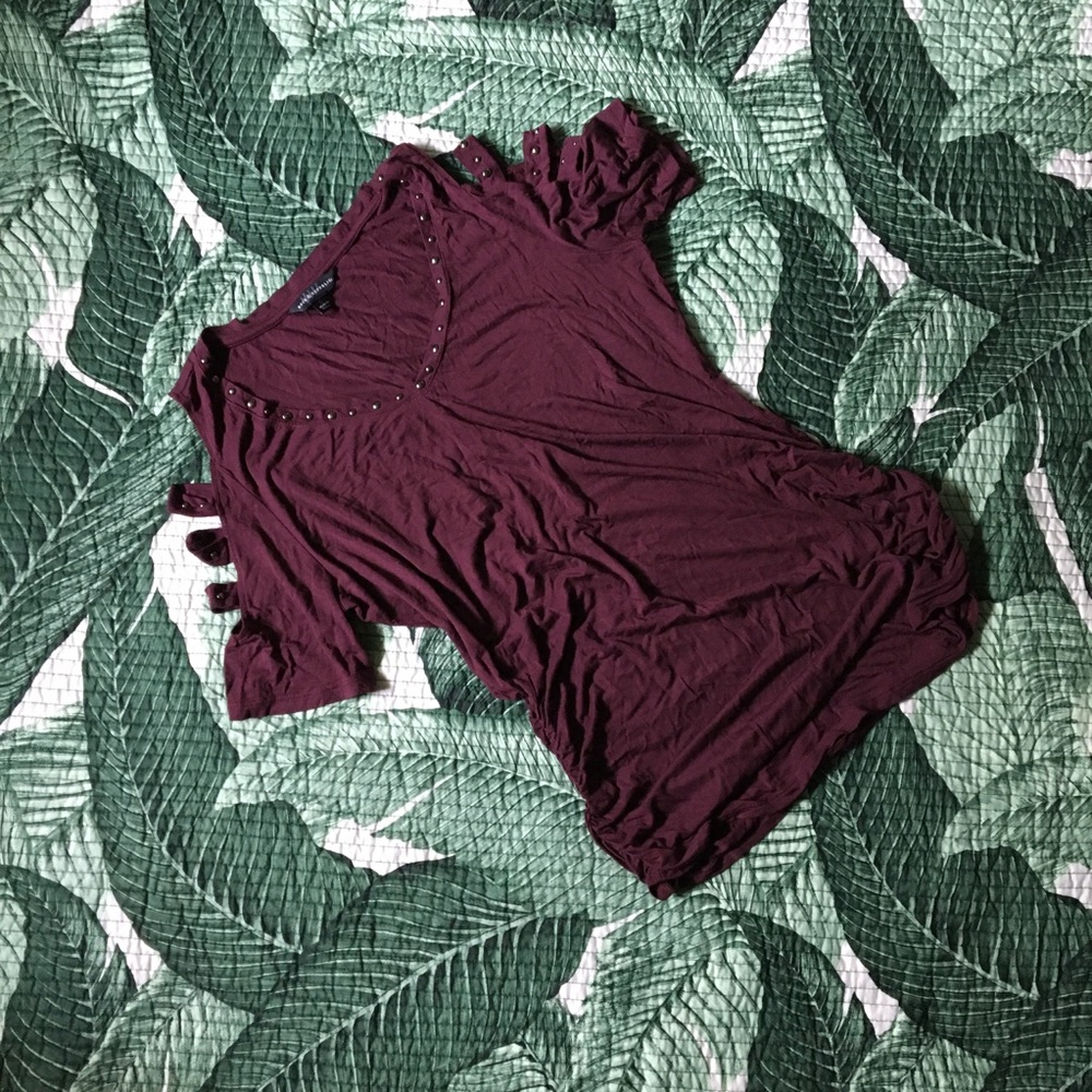 Rock & Republic Wine Colored Long Shirt